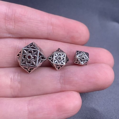 Бусина, "Многогранник" (Кубооктаэдр), тайское серебро, размер 9 мм, цена за 1 шт.