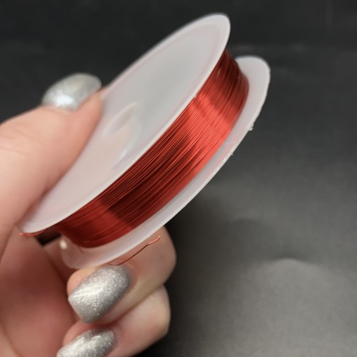 Проволока гибкая, для рукоделия, цвет красный, медь с покрытием, толщина 0,3 мм, цена за 1 катушку