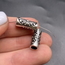 Разделитель, трубочка, (широкое отверстие), тайское серебро, размер 15х6 мм, цена за 1 шт.