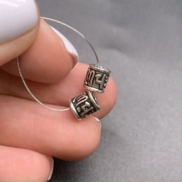 Разделитель, с мантрами, тайское серебро (широкое отверстие), размер 6х6,5 мм, цена за 1 шт.