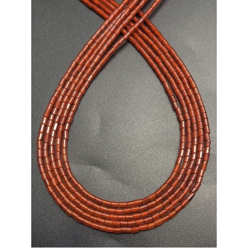 Каменные бусины, Сердолик (Карнеол), трубочки, 4х2 мм, длина нити 38 см