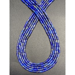 Каменные бусины, Лазурит, трубочки, 4х2 мм, длина нити 38 см