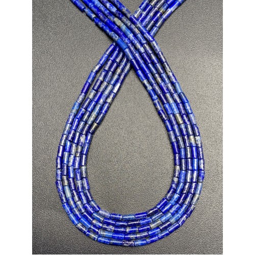 Каменные бусины, Лазурит, трубочки, 4х2 мм, длина нити 38 см