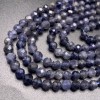 Каменные бусины, Иолит (водяной сапфир), шарик, в ювелирной огранке, 5,5 мм, длина нити 38 см