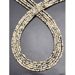 Каменные бусины, Яшма далматиновая, трубочки, 4х2 мм, длина нити 38 см