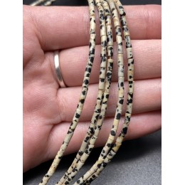 Каменные бусины, Яшма далматиновая, трубочки, 4х2 мм, длина нити 38 см