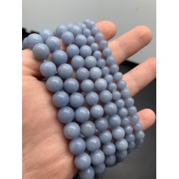 Каменные бусины, Ангелит, ангидрит природный, шарик гладкий, 12 мм, длина нити 19 см