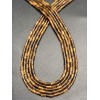 Каменные бусины, Тигровый Глаз, трубочки, 4х2 мм, длина нити 38 см