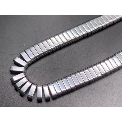 Каменные бусины, Гематит синтетический, серебро, плоский прямоугольник, (два отверстия), размер 4х2 мм, нить 38 см