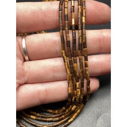Каменные бусины, Тигровый Глаз, трубочки, 4х2 мм, длина нити 38 см
