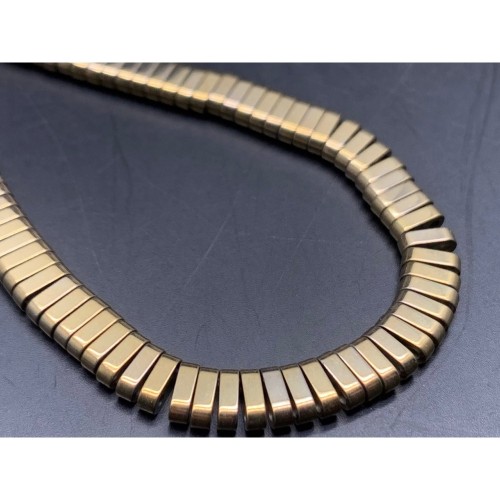 Каменные бусины, Гематит синтетический, золото, плоский прямоугольник, (два отверстия), размер 4х2 мм, нить 38 см