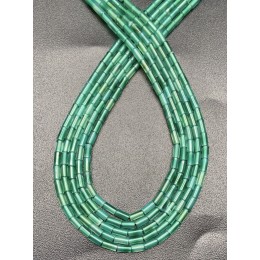 Каменные бусины, Халцедон изумрудный, тонированный, трубочки, 4х2 мм, длина нити 38 см