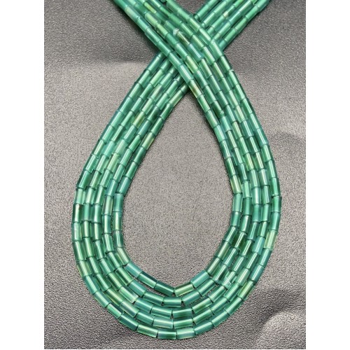 Каменные бусины, Халцедон изумрудный, тонированный, трубочки, 4х2 мм, длина нити 38 см