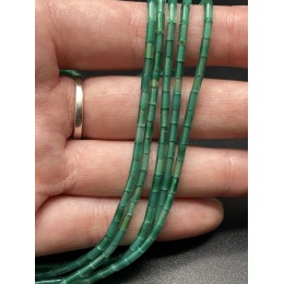 Каменные бусины, Халцедон изумрудный, тонированный, трубочки, 4х2 мм, длина нити 38 см