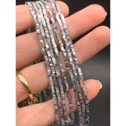 Каменные бусины, Гематит синтетический, квадрат, серебро, размер 2х1 мм, нить 38 см
