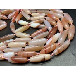 Каменные бусины, Дзи природные, сердолик, 40х12 мм, 8 штук на нити