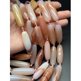 Каменные бусины, Дзи природные, сердолик, 40х12 мм, 8 штук на нити