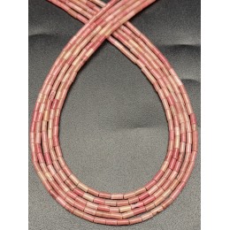 Каменные бусины, Родонит, трубочки, 4х2 мм, длина нити 38 см