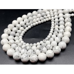 Каменные бусины, Говлит натуральный (т.н. Кахолонг), шарик гладкий, 12 мм, длина нити 38 см