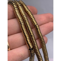 Каменные бусины, Гематит синтетический, золото, шайба, размер 6х2 мм, длина нити 38 см