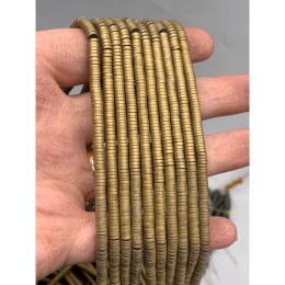 Каменные бусины, Гематит синтетический, золото, матовый, шайба, размер 4х1 мм, нить 38 см