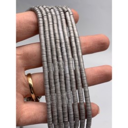 Каменные бусины, Гематит синтетический, серебро, матовый, шайба, размер 4х1 мм, нить 38 см