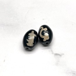 Бусина Дзи "70" из агата, Зелёная тара, Гуань-Инь, размер 12х9 мм