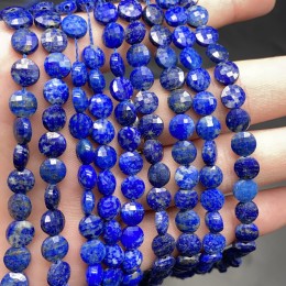 Каменные бусины, Лазурит, монетка, огранка, 6х3 мм, длина нити 38 см