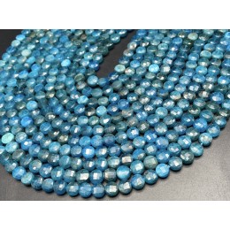 Каменные бусины, Апатит, монетка, огранка, 6х3 мм, длина нити 38 см