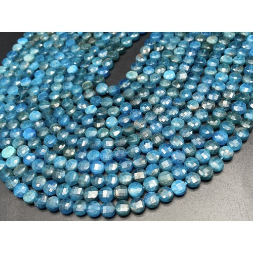 Каменные бусины, Апатит, монетка, огранка, 6х3 мм, длина нити 38 см