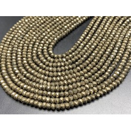 Каменные бусины, Пирит, рондель огранка, 2,5х4 мм, длина нити 38 см