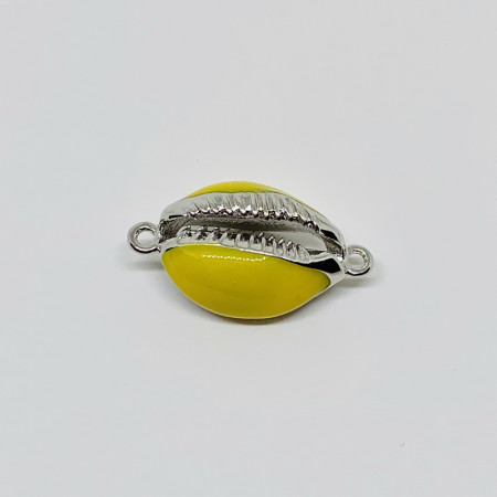 Коннектор, ракушка жёлтая, Milano LUX, под серебро, 20x12,5 мм