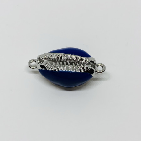 Коннектор, ракушка, синий, Milano LUX, под серебро, 20x12,5 мм