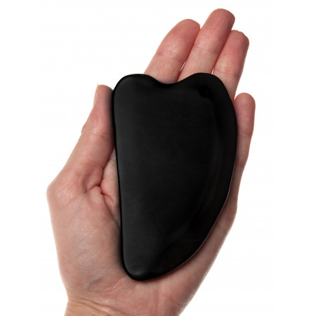 Скребок Гуаша, из черного нефрита, Бянь-Ши,  в форме сердца