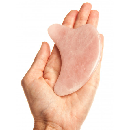 Скребок  "Изогнутое сердце большое," для массажа Гуаша из розового кварца
