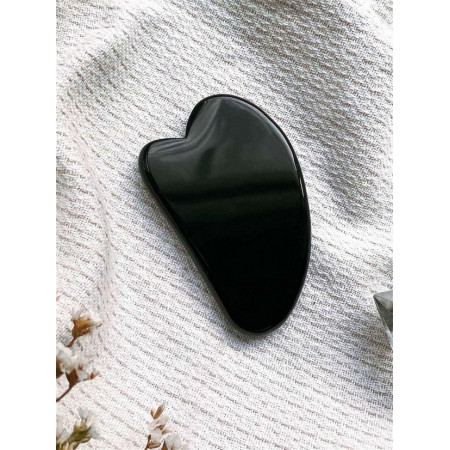 Скребок для массажа Гуаша из черного обсидиана в форме мини-сердца, 70 x 45 x 5 мм арт. 1103
