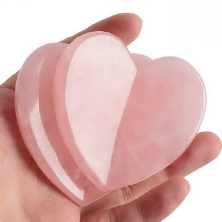Скребок Гуаша большой из розового кварца в форме сердца