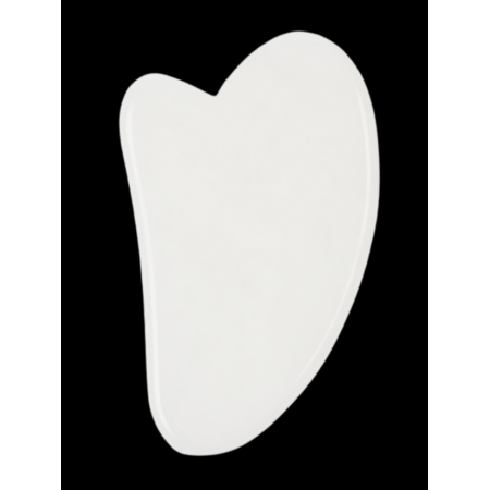 Скребок  "Малое сердце" для массажа Гуаша из белого кварца,	70 x 45 x 5 мм