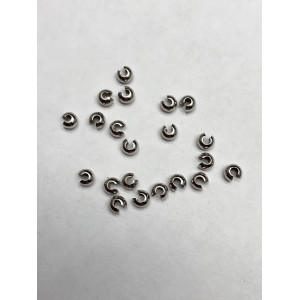 Кримпы, обжимные бусины, серебро 925, родированные, 3 мм, цена за 10 шт
